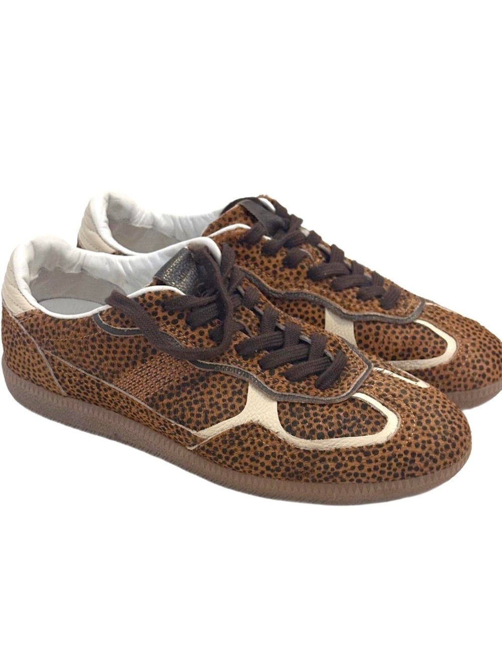 Alohas TB.490 Leopard Print Leather Sneakers with Cream Accents Size 9